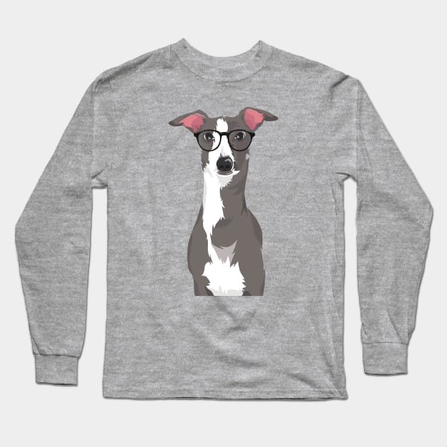 Hipster Italian Greyhound Dog T-Shirt for Dog Lovers Long Sleeve T-Shirt by riin92